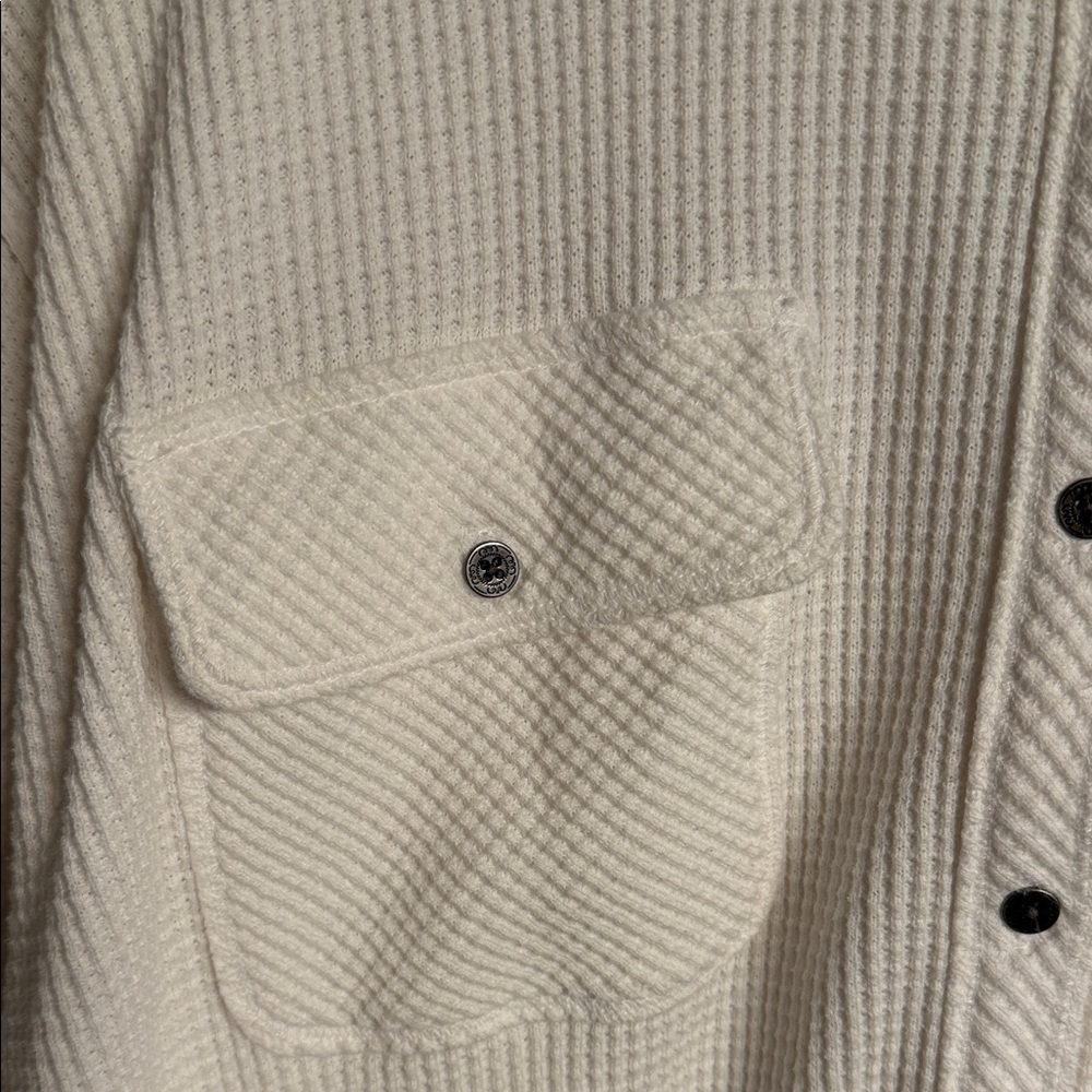 Aerie women’s White Waffle Knit Jacket shirt - Picture 3 of 6